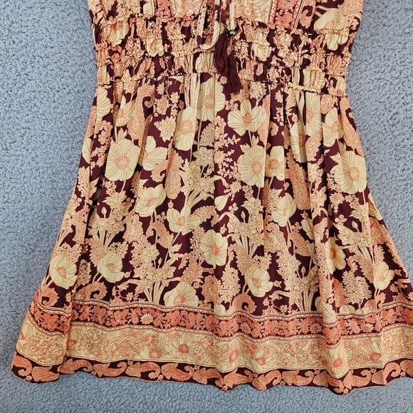 Nostalgia Womens Mixed Floral Boho Dress Sz L Mini Beachy Vacation - Picture 5 of 13